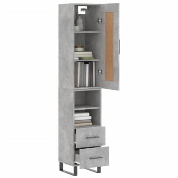 Highboard Concrete Grey 34.5x34x180 cm | Stylish Engineered Wood