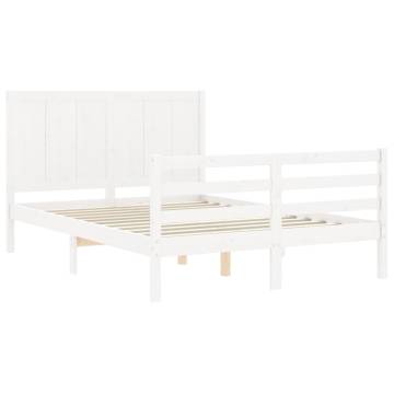 White Bed Frame with Headboard 140x200 cm | Solid Pine Wood