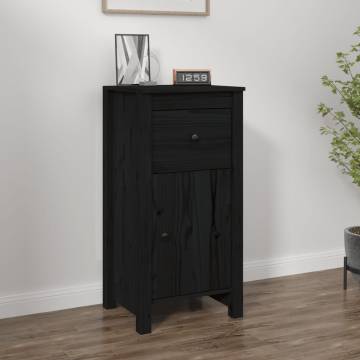 Black Solid Wood Pine Sideboard - 40x35x80 cm | HipoMarket