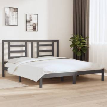 Grey Solid Wood Bed Frame 180x200 cm | Super King Size