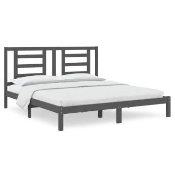 Grey Solid Wood Bed Frame 180x200 cm | Super King Size