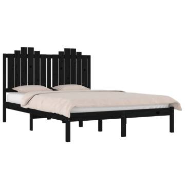 Black Solid Wood Pine Bed Frame 120x200 cm | Hipo Market