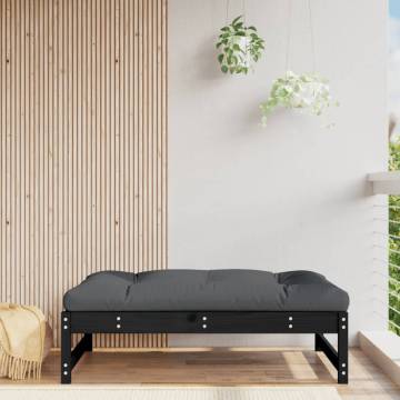 Garden Footstool Black 120x80 cm | Solid Pine Wood Comfort