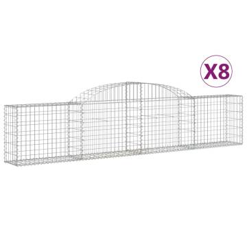 Arched Gabion Baskets 8 pcs | Galvanised Iron Garden Barriers