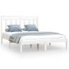 White Solid Wood Bed Frame 135x190 cm Double | Hipomarket