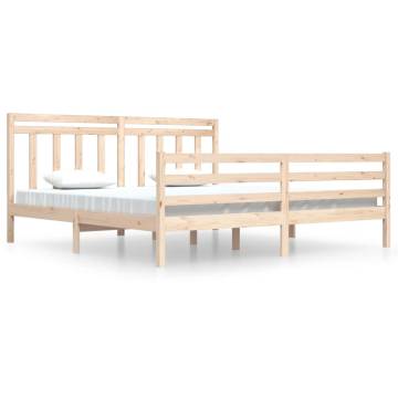 Solid Wood Bed Frame 200x200 cm - Timeless Design | HipoMarket