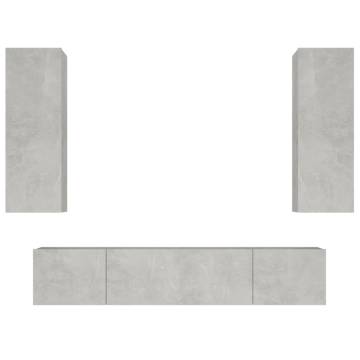 4 Piece Concrete Grey TV Cabinet Set - Stylish & Practical