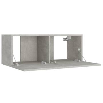 4 Piece Concrete Grey TV Cabinet Set - Stylish & Practical