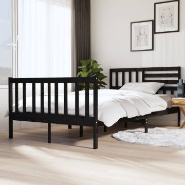 Black Solid Wood Bed Frame 120x200 cm - Durable & Stylish