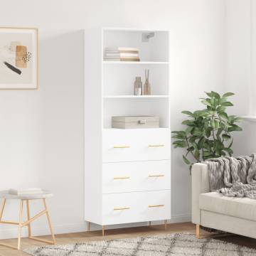 Highboard White 69.5x34x180 cm - Stylish Engineered Wood