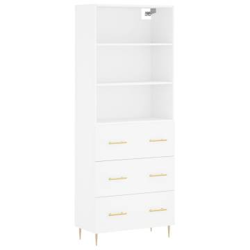 Highboard White 69.5x34x180 cm - Stylish Engineered Wood