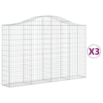 Arched Gabion Baskets - 3 pcs Galvanised Iron (200x30x120/140 cm)