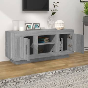 Stylish Grey Sonoma TV Cabinet - Engineered Wood | Hipo Market