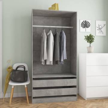 Concrete Grey Wardrobe 100x50x200 cm | Stylish Storage Solution