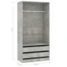 Concrete Grey Wardrobe 100x50x200 cm | Stylish Storage Solution