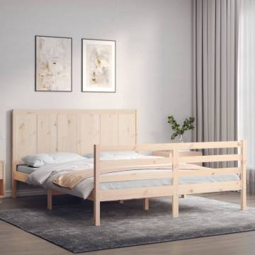 King Size Solid Wood Bed Frame with Headboard | HipoMarket