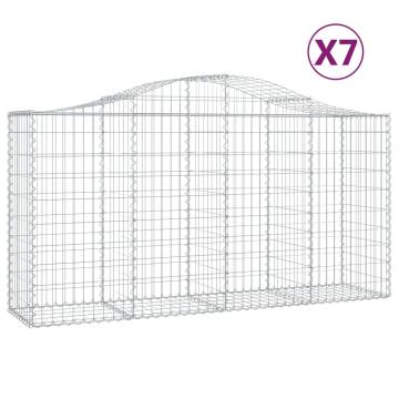 Arched Gabion Baskets 7 pcs - Galvanised Iron Garden Barriers