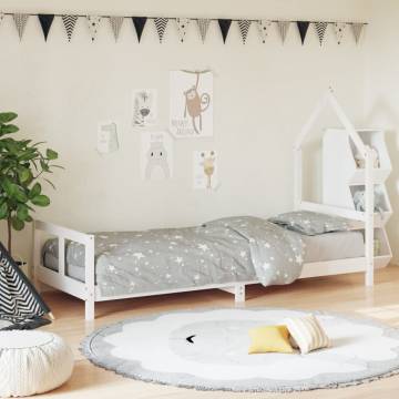 Kids Bed Frame White 80x200 cm | Solid Pine Wood Design