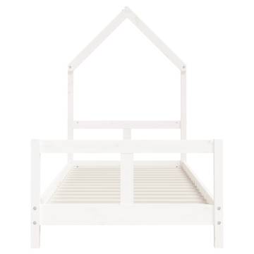 Kids Bed Frame White 80x200 cm | Solid Pine Wood Design