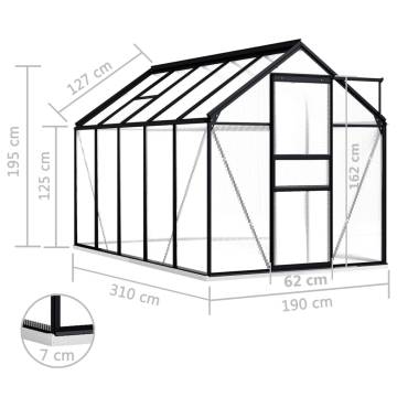 Spacious Anthracite Aluminium Greenhouse - 5.89 m²