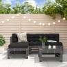 5 Piece Garden Lounge Set Grey Solid Wood Pine Colour grey pine Number of 5 