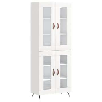 Stylish Highboard in High Gloss White - 69.5x34x180 cm