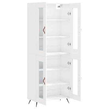 Stylish Highboard in High Gloss White - 69.5x34x180 cm