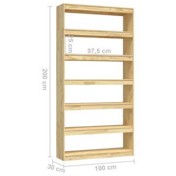 Solid Pinewood Book Cabinet & Room Divider - 100x30x200 cm