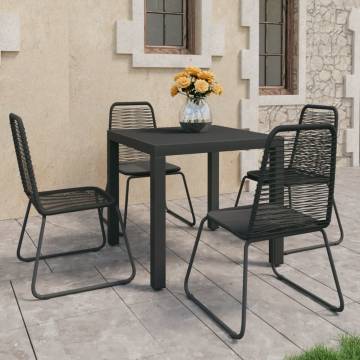 5 Piece Garden Dining Set PVC Rattan Black - Hipo Market