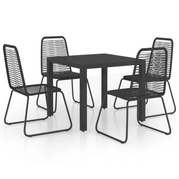 5 Piece Garden Dining Set PVC Rattan Black - Hipo Market