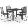 5 Piece Garden Dining Set PVC Rattan Black - Hipo Market