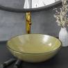 Bathroom Sink with Tap and Push Drain Gold Tempered Glass Basin colour gold Tap gold tap 