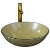 Gold Tempered Glass Bathroom Sink with Tap & Drain | HipoMarket