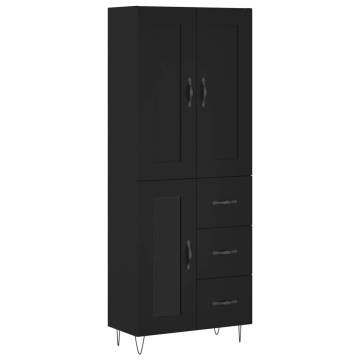 Stylish Highboard Black - Engineered Wood 69.5x34x180 cm