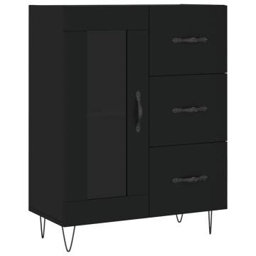 Stylish Highboard Black - Engineered Wood 69.5x34x180 cm