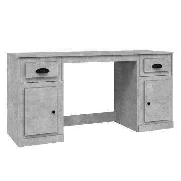 Elegant Concrete Grey Desk with Cabinet - HiPo Market