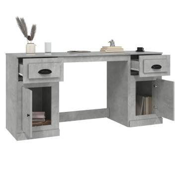 Elegant Concrete Grey Desk with Cabinet - HiPo Market