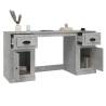 Elegant Concrete Grey Desk with Cabinet - HiPo Market