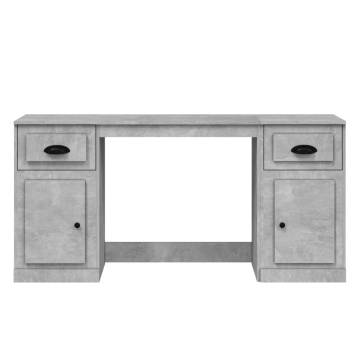 Elegant Concrete Grey Desk with Cabinet - HiPo Market