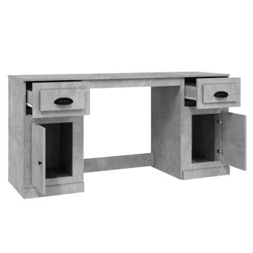 Elegant Concrete Grey Desk with Cabinet - HiPo Market