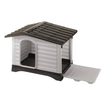 Ferplast Doghouse Villa 90 - Grey Outdoor Kennel for Dogs