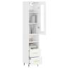 Elegant Highboard in High Gloss White - 34.5x34x180 cm