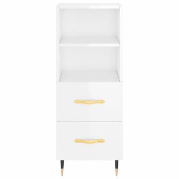 Elegant Highboard in High Gloss White - 34.5x34x180 cm