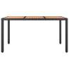 Stylish Garden Table with Wooden Top - Black Poly Rattan