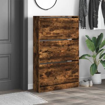 Shoe Cabinet Smoked Oak 80x21x125.5 cm - Stylish Storage Solution