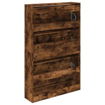 Shoe Cabinet Smoked Oak 80x21x125.5 cm - Stylish Storage Solution