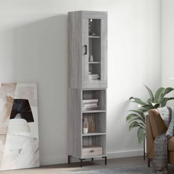 Stylish Highboard Grey Sonoma - 34.5x34x180 cm | Hipomarket