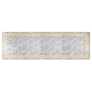 Washable Grey Rug 80x300 cm | Anti-Slip Floor Decor