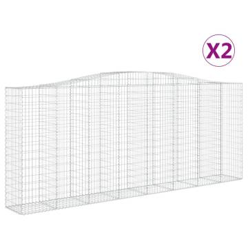 Arched Gabion Baskets - 2 pcs Galvanised Iron | Hipomarket UK