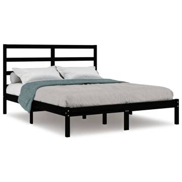 Black Solid Wood Bed Frame 120x190 cm - Small Double